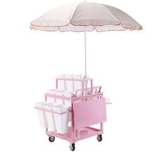 Flower Display Stand with 18 Buckets Rolling Flower Display Rack with Wheels & Umbrella for Patio Garden Shop Wedding Party