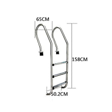 Etsuosy Stainless Steel Pool Ladder, 3-Step Anti-Slip Pedals, Silver, 65 x 158 cm, Corrosion Resistant
