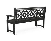 Martha Stewart by POLYWOOD Chinoiserie 60" Outdoor Bench, Sand - Durable All-Weather HDPE Garden Seat with Back Support - Classic 3 Person Seating for Patio, Porch & Backyard, Made in the USA