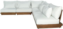 Meridian Furniture 111White-Sec5D Mirella Collection Modern | Contemporary Outdoor Patio L-Shaped 5pc. Modular Sectional with Solid Teak Frame, Water Resistant Fabric, 112" W x 112" D x 27" H, White