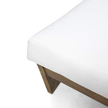 Great Deal Furniture Kaitlyn Outdoor Acacia Wood Loveseat with Cushions, Teak and White