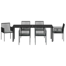 LPERTGFHU 7 Piece Garden Dining Set, Outdoor Patio Furniture with 6 Chairs and Large Table, PE Rattan and Powder-Coated Steel Frame for Backyard Lawn