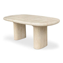 NADAAL STUDIOS Jarek Outdoor Dining Table for 6, Faux Travertine Concrete Finish, Water Transfer Design, Beige