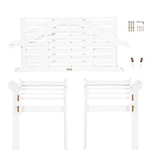 Plow & Hearth Weatherproof Lutyens Outdoor Bench | Holds Up to 400 lbs | Garden Patio Porch Park Deck | Wood | White