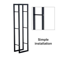 ELUKHT Outdoor Fireplace Log Rack, Metal Frame, Firewood Storage Holder, for Fireplace, Firepit, Tall Wrought Iron Wood Rack