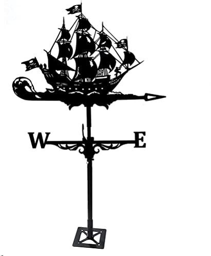 Weathervane Metal for roof Garden Yard Weathervane Weathercock Wind Direction Retro Sailing Boat Fishing Boat Ship Shape Weather Vane Creative Home Decor Ornament Gift for Farm Yard Garden