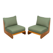 Christopher Knight Home Hopi Set of 2 Outdoor Club Chair with Water Resistant, Acacia Wood Lounge Chair Outdoor, Patio Low Profile Accent Chairs, Comfy Reading Chairs for Garden Backyard, Teak + Green