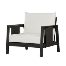 Christopher Knight Home Crew Acacia Wood Lounge Chair Outdoor Set of 2 with Removable Cushion, Solid Wood Patio Accent Chair with Textilene Accents, Patio Furniture Set Sofa Chair, Black+White