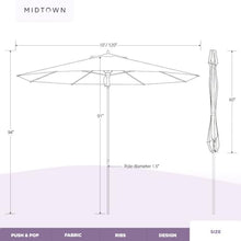 Midtown Umbrellas Push and Pop - 10 Ft Patio Umbrella, Black Canopy