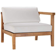 Modway Bayport Outdoor Patio Teak Wood 2-Seater Loveseat in Natural White