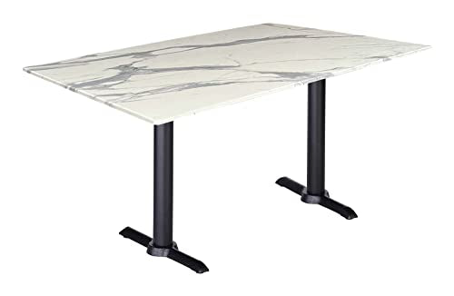 Holland Bar Stool Co. Two 36" Tall OD211EB Indoor/Outdoor All-Season Table Bases with a 30" x 48" White Marble EuroSlim Top