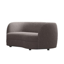 Benzara Srey Loveseat, 64 Inch, Charcoal Gray Boucle, Curved Kidney Shape