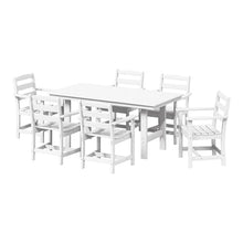 WestinTrends Ashore 7-Piece HDPE Outdoor Rectangular Patio Dining Table Set, White