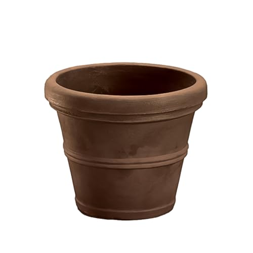 Sturdy Essentials Megapot Commercial Planter 35" Diameter | Lightweight but Durable Plastic Construction with Stone Look - Rust