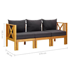 KUPTYERFG Extendable 3-Seater Patio Bench Daybed Solid Acacia Wood