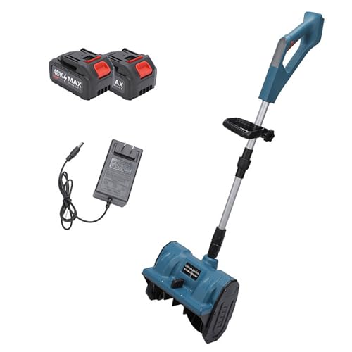 Retractable Snow Thrower, Portable Snow Shovel with Adjustable Handle, Battery Powered Snow Blower for Driveway Winter Snow Removal(Two Batteries)