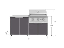 NewAge Products Classic Series 4PC Aluminum Slate Gray Modular Outdoor Kitchen Set with Casters and 33" Performance Grill LP - 24"D x 65"W x 47.1"H