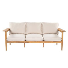 Christopher Knight Home Terassi Acacia Wood Outdoor 3 Seater Sofa, Solid Wood Patio Sofa with Removable Cushion, Comfy Lounge Sofa for Patio Furniture Set, Light Teak+Beige