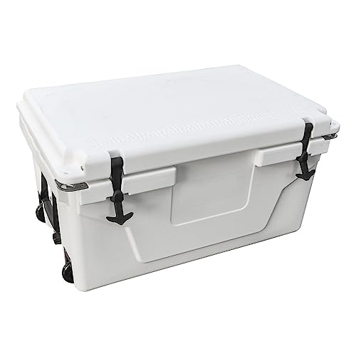 ZCBYBT 65 Quart Outdoor Ice Cooler Box Portable Insulated Ice Chest Box with Wheels for Beach, Drink, Beverage, Camping, Picnic, Fishing Holds Ice Up to 3 Days,White