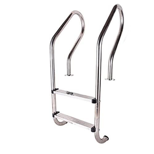 Swimming Pool Ladder Stainless Steel Swimming Pool Pedal with Non-Slip mat spa handrails Ladder with 2 ladders Without Embedded/Silver / 54cm (Silver 54cm)