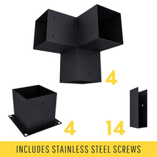DIY Freestanding Pergola Bracket Kit with Slatted Roof - 6x6 Posts + 2x6 Rafters - Build Up to 12' x 12' - Steel Hardware Only