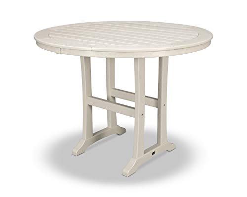 POLYWOOD® Nautical Trestle 48" Round Counter Table in Sand