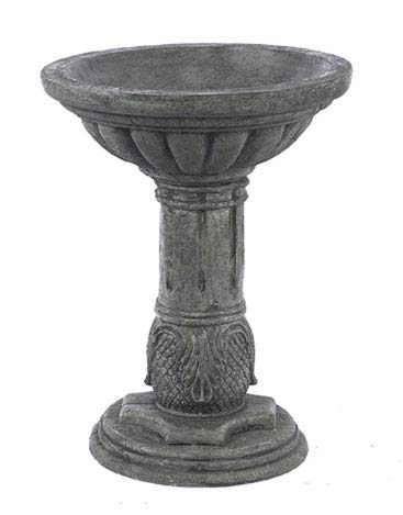 Solid Rock Stoneworks Reeded Birdbath- 28in Tall- Indigo