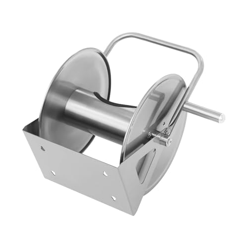 Stainless Steel Wall-Mounted Hose Reel Holder for 50m Garden Hoses – Outdoor Water Hose Storage