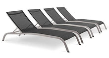 Modway Savannah Chaise Lounge Set, Four Chairs Black