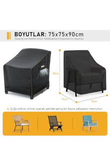 Outdoor Patio Chair Cover, Single Seat water-resistant Heavy Duty 420D Oxford Fabric, UV Stabilized, Windproof with Straps and Drawstring, Fits Most Single Chairs, 30x30x35 inches, Black