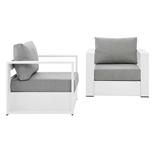 Modway Tahoe Aluminum 2-Piece Patio Set in White Gray
