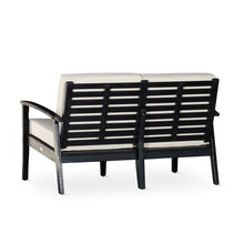 Kaimei Eucalyptus Loveseat with Cushions, Navy Cushions, Finish - Deep Seat Outdoor Sofa for Patio, Backyard, Porch