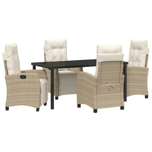 FUDUGEHMIOFWFJJ Modern 5-Piece Garden Dining Set with Cushions, Beige Poly Rattan Outdoor Patio Furniture Set for Backyard, Table and 4 Chairs with Adjustable Backrest, All-Weather