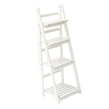 Ladder Shelf 4-Tier Wooden Flower Stand Foldable Storage Rack Free Standing Plant Flower Stand Corner Plant Display Rack For Living Room Bathroom Kitchen Office Moisture-proof Flowerpot Stand