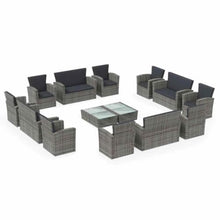 MNCVXAXG 16 Piece Patio Lounge Set with Cushions Poly Rattan Gray