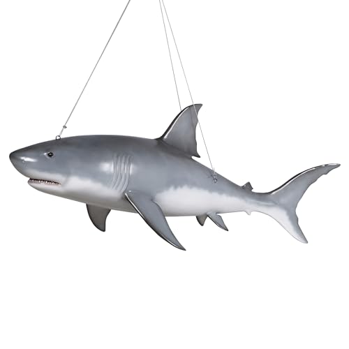 DESIGN TOSCANO Great White Shark Ceiling Mount Trophy Statue Full Color
