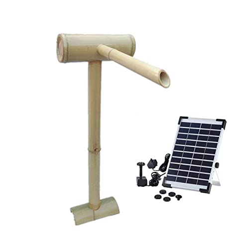 GenSDH Bamboo Fountain Kit, Bird Bath Bamboo Fountain Solar Zen Garden Bamboo Fountain Bamboo Flowing Water Courtyard Decoration with Pump, for Flowing Water, Fish Tank, Pond,60,80