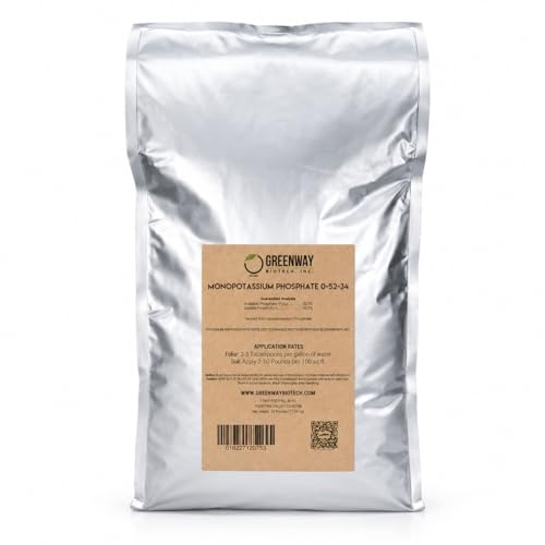 Greenway Biotech, Inc. Monopotassium Phosphate Fertilizer 0-52-34-100% Water Soluble Hydroponics for Root Strength - Increase Yield and Blooming - High Purity Plant Nutrient Formula - 25 Pounds