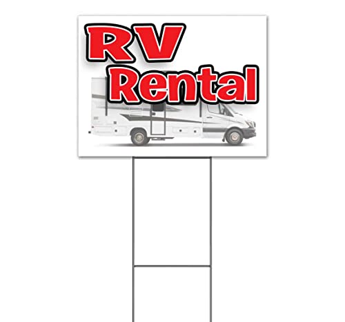 TampaPrinting RV Rental Yard Sign 18" x 24" with Metal Step Stake