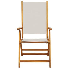 LPERTGFHU Set of 4 Folding Garden Chairs, Solid Acacia Wood and Textilene, Adjustable Reclining Patio Seating for Backyard, Terrace, and Balcony, Grey