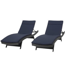 Noble House Salem Outdoor Adjustable Wicker Chaise Lounge Set of 2 Grey