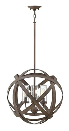 Hinkley Carson Collection Three Light 12V 3.50W LED Low Voltage Outdoor Medium Orb Pendant Vintage Iron