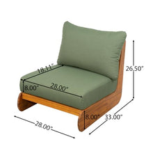 Christopher Knight Home Hopi Set of 2 Outdoor Club Chair with Water Resistant, Acacia Wood Lounge Chair Outdoor, Patio Low Profile Accent Chairs, Comfy Reading Chairs for Garden Backyard, Teak + Green