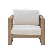 Linon Silas Natural Eucalyptus Outdoor Chair with Beige Cushions