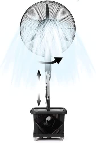 CUTPOIY Misting Fan, 3-Speed Electric Cooling Fan for Outdoor Patio, Garden, Backyard, Heavy Duty Wall Mounted 90° Oscillating Fan with Mist, 70CM