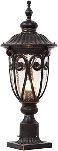 LumosPro Die-cast Aluminum Outdoor Post Light Fixture with Clear Glass Shade - Rustproof Garden Pathway Lighting(11in)