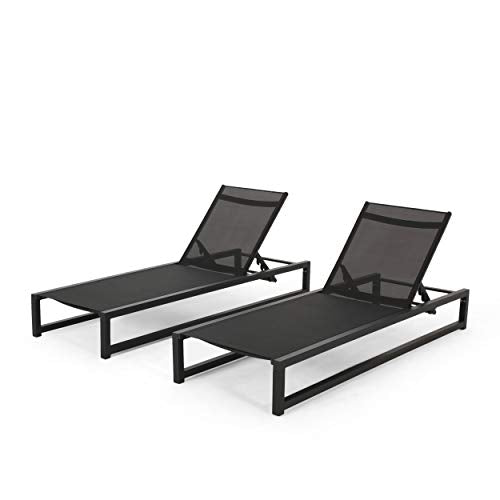 Christopher Knight Home Vivian Outdoor Aluminum Chaise Lounge Set of 2 Black