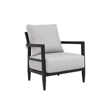 Modern Outdoor Fully Weld Lounge Chair–Premium Aluminum Frame in Ember Black,Ergonomic Backrest,Post Tapered Legs & Sunbrella Cast Silver Cushion, Weather-Resistant & Durable Patio Lounge Chair