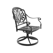 Cast Aluminum Patio Swivel Chair 6PCS With Black Frame and Brown Cushions