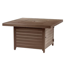 Oakland Living Square 42 in. x 42 in. Aluminum Propane Fire Pit Table with Glass Beads, Two Covers, Lid, 57,000 BTUs in Brown Finish